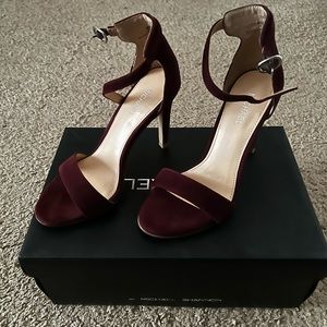 Ankle Strap Heels-Burgundy